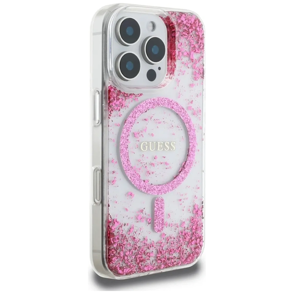Etui Guess HC Resin Bottom Glitter do Apple iPhone 16 Pro Max MagSafe różowy