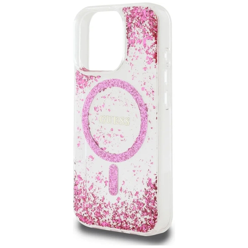 Etui Guess HC Resin Bottom Glitter do Apple iPhone 16 Pro Max MagSafe różowy