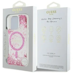 Etui Guess HC Resin Bottom Glitter do Apple iPhone 16 Pro Max MagSafe różowy