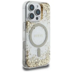 Etui Guess HC Resin Bottom Glitter do Apple iPhone 16 Pro Max MagSafe złoty