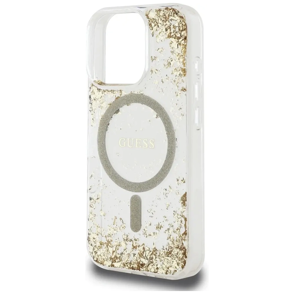 Etui Guess HC Resin Bottom Glitter do Apple iPhone 16 Pro Max MagSafe złoty