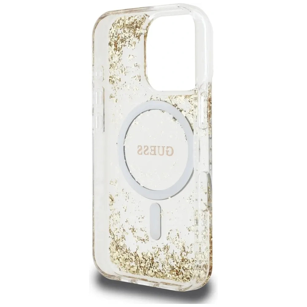 Etui Guess HC Resin Bottom Glitter do Apple iPhone 16 Pro Max MagSafe złoty