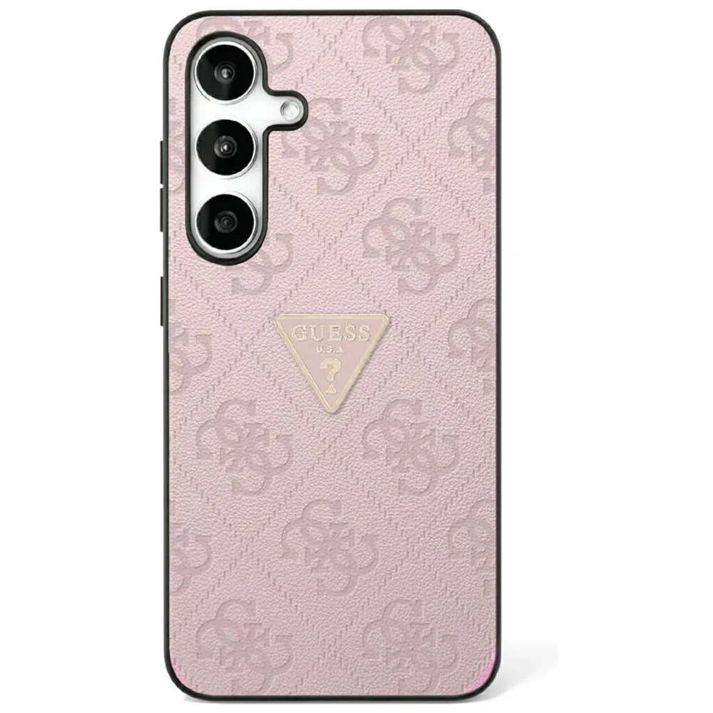 Etui Guess Hot Stamp 4G Pattern Triangle Metal Logo do Samsung Galaxy S25 różowy