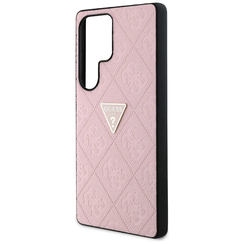 Etui Guess Hot Stamp 4G Pattern Triangle Metal Logo do Samsung Galaxy S25 Ultra różowy