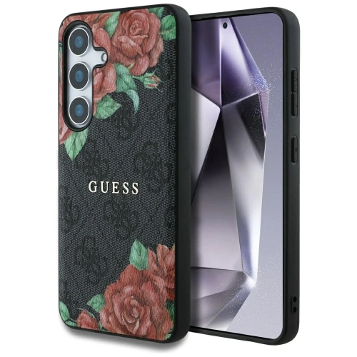 Kup Guess Piele 4G Imprimare cu Flori Logo Metalic Clasic MagSafe Samsung Galaxy S25 negru - GUE4345 - {ean13} - Sklep Home Screen