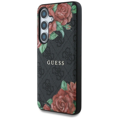 Kup Guess Piele 4G Imprimare cu Flori Logo Metalic Clasic MagSafe Samsung Galaxy S25 negru - GUE4345 - {ean13} - Sklep Home Screen