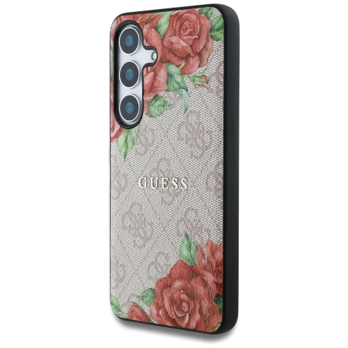 Kup Etui Guess Leather 4G Flowers Print Metal Classic Logo MagSafe do Samsung Galaxy S25 różowy - GUE4346 - {ean13} - Sklep Home Screen