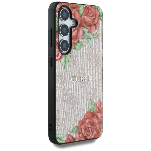 Kup Etui Guess Leather 4G Flowers Print Metal Classic Logo MagSafe do Samsung Galaxy S25 różowy - GUE4346 - {ean13} - Sklep Home Screen