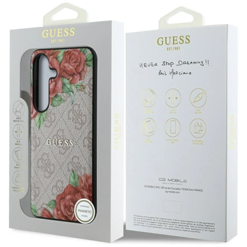 Kup Etui Guess Leather 4G Flowers Print Metal Classic Logo MagSafe do Samsung Galaxy S25 różowy - GUE4346 - {ean13} - Sklep Home Screen