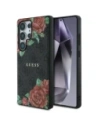 Etui Guess Leather 4G Flowers Print Metal Classic Logo MagSafe do Samsung Galaxy S25 Ultra černý