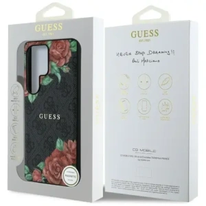 Kup Etui Guess Leather 4G Flowers Print Metal Classic Logo MagSafe do Samsung Galaxy S25 Ultra czarny - GUE4347 - {ean13} - Sklep Home Screen