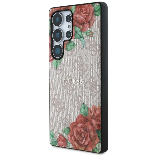 Kup Guess Piele 4G Flori Print Metal Logo Clasic MagSafe Samsung Galaxy S25 Ultra roz - 3666339449292 - {ean13} - Sklep Home Screen