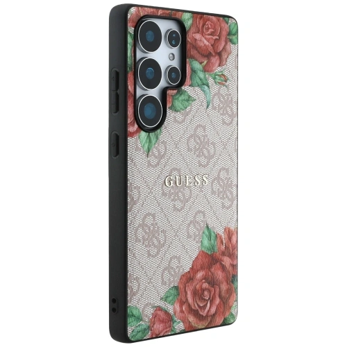 Kup Guess Piele 4G Flori Print Metal Logo Clasic MagSafe Samsung Galaxy S25 Ultra roz - 3666339449292 - {ean13} - Sklep Home Screen
