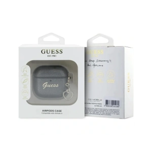 Kup Guess Metallic Script Charm Apple AirPods 4 schwarz - 3666339452032 - {ean13} - Sklep Home Screen
