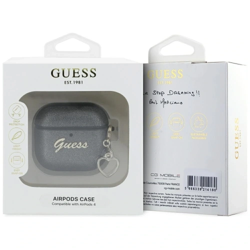 Kup Etui Guess Metallic Script Charm do Apple AirPods 4 czarny - 3666339452032 - {ean13} - Sklep Home Screen
