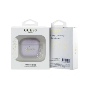 Kup Guess Metallisches Schriftzug Charm Apple AirPods 4 lila - 3666339452063 - {ean13} - Sklep Home Screen