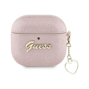 Kup Guess Metallic Script Charm Apple AirPods 4 pink - 3666339452049 - {ean13} - Sklep Home Screen