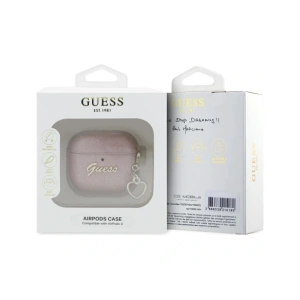 Kup Guess Metallic Script Charm Apple AirPods 4 pink - 3666339452049 - {ean13} - Sklep Home Screen
