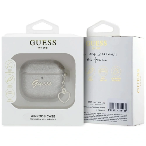Kup Etui Guess Metallic Script Charm do Apple AirPods 4 zlaté - 3666339452056 - {ean13} - Sklep Home Screen