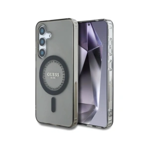 Kup Etui Guess Rhinestones Printed Classic Logo MagSafe Samsung Galaxy S25 czarny - 3666339449520 - {ean13} - Sklep Home Screen