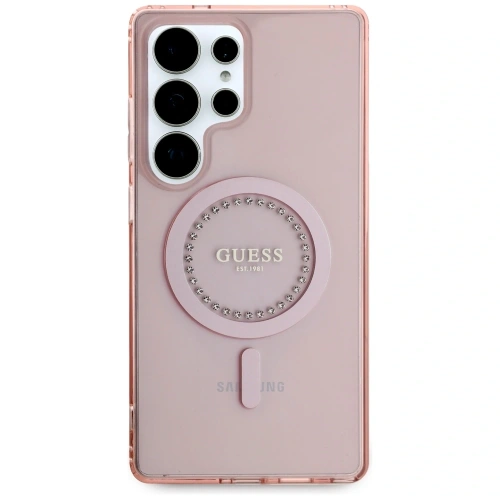 Kup Guess Strass imprimate cu logo clasic MagSafe Samsung Galaxy S25 Ultra roz - 3666339449551 - {ean13} - Sklep Home Screen