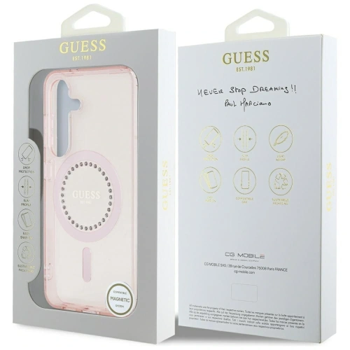 Kup Guess Strass-Print Klassisches Logo MagSafe Samsung Galaxy S25 pink - 3666339449544 - {ean13} - Sklep Home Screen