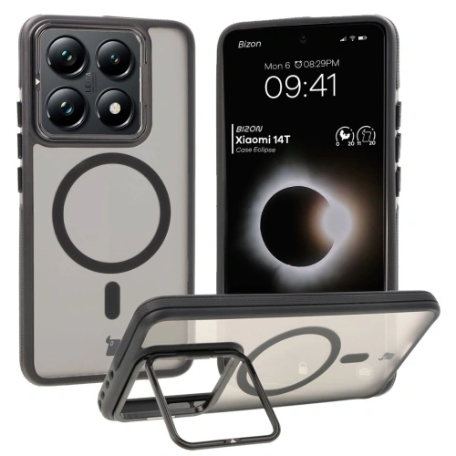 Kup Etui s podstavcem a magnetickým kroužkem Bizon Case Eclipse pro Xiaomi 14T kouřové s černým rámečkem - BIZ8545 - {ean13} - Sklep Home Screen