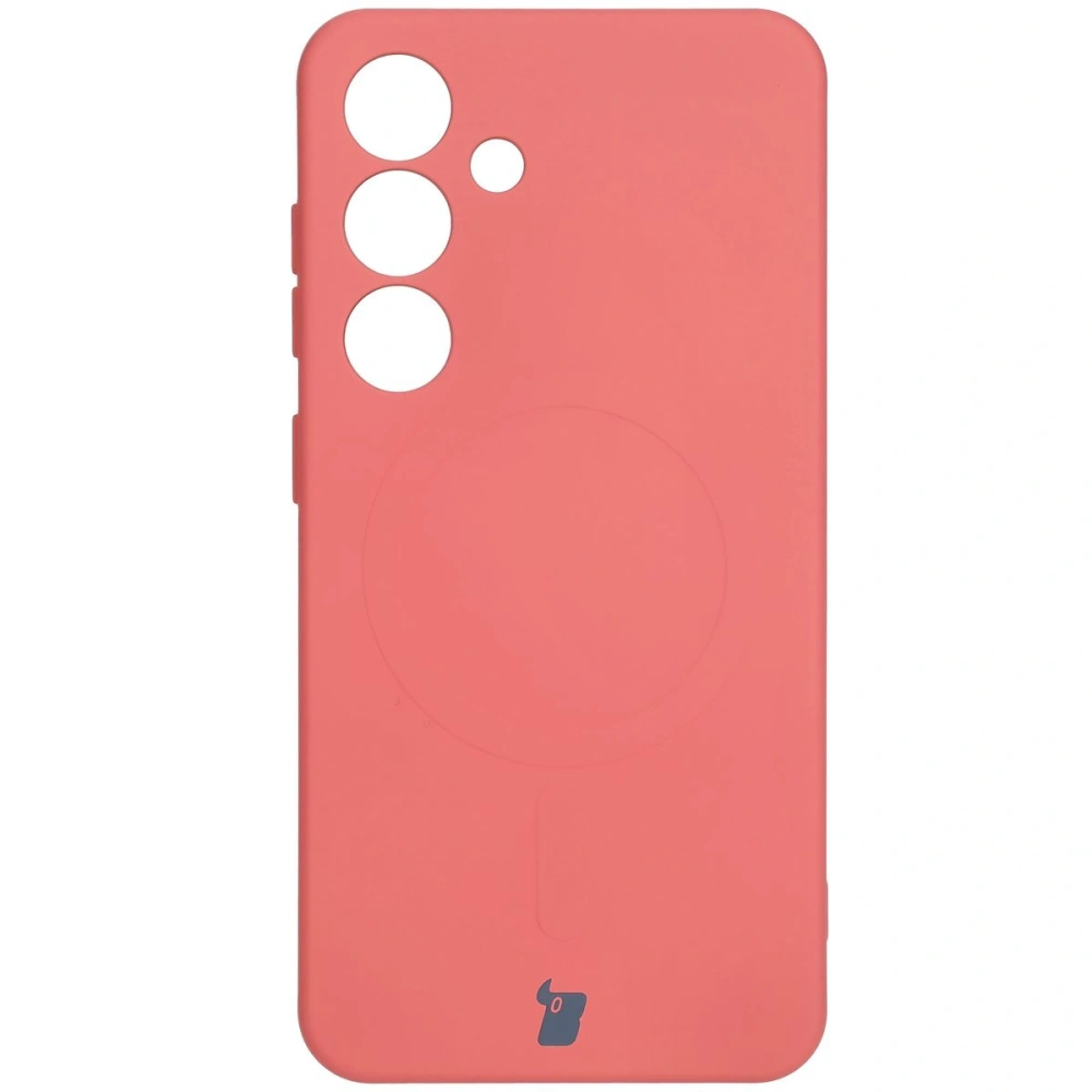 Silikonowe etui z pierścieniem magnetycznym Bizon Case Silicone Magnetic do Samsung Galaxy S25 / S24 brudnoróżowe