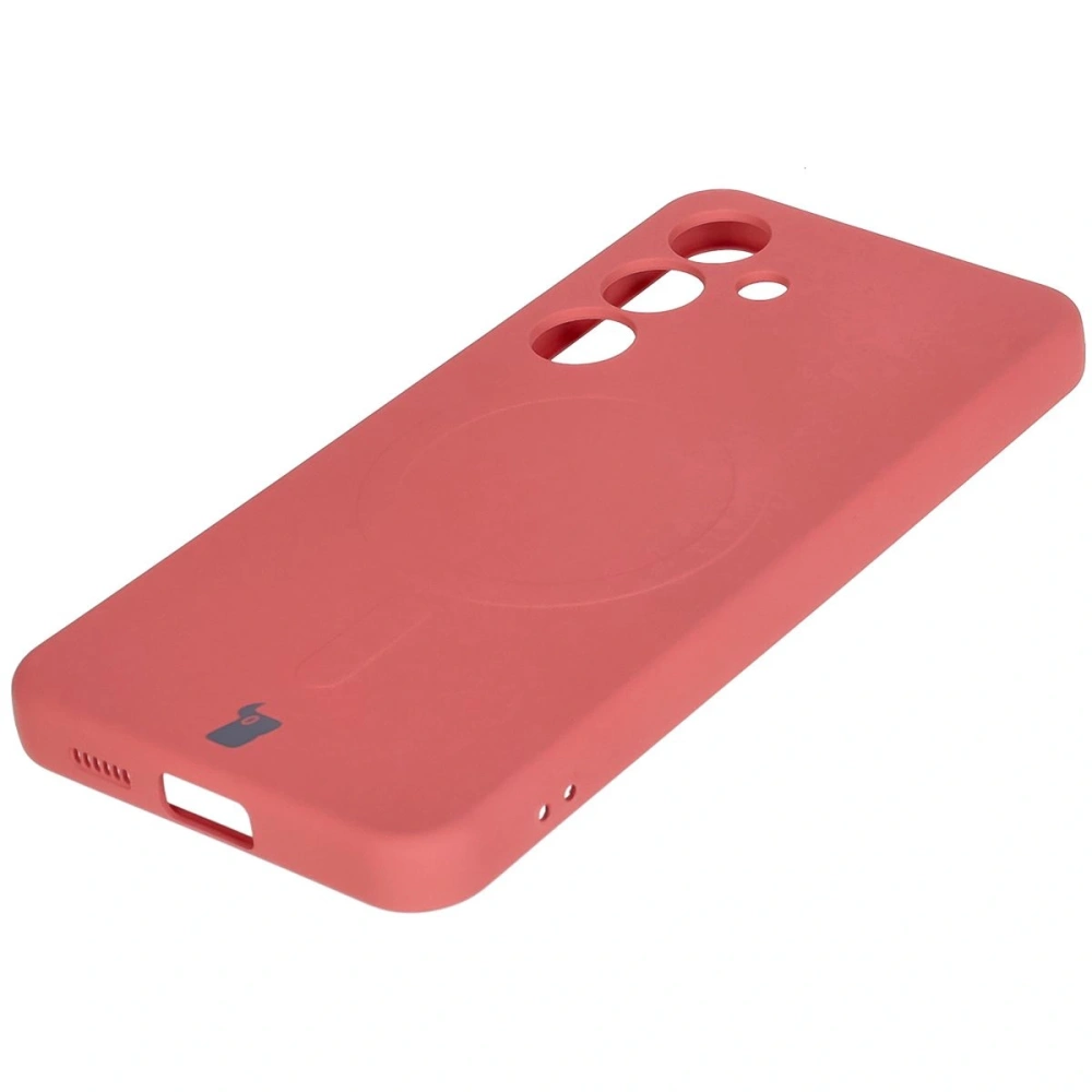 Silikonowe etui z pierścieniem magnetycznym Bizon Case Silicone Magnetic do Samsung Galaxy S25 / S24 brudnoróżowe