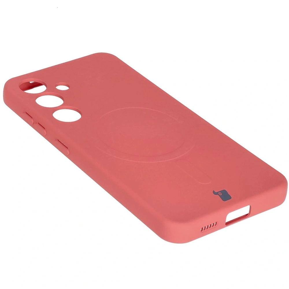 Silikonowe etui z pierścieniem magnetycznym Bizon Case Silicone Magnetic do Samsung Galaxy S25 / S24 brudnoróżowe