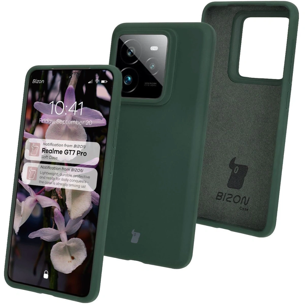 Silikonowe etui Bizon Soft Case do Realme GT 7 Pro ciemnozielone