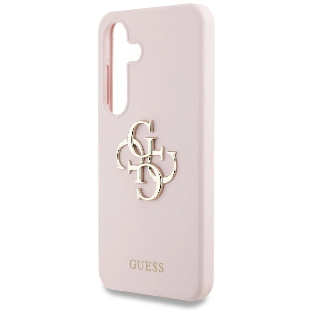 Etui Guess Silicone Big 4G Logo Bottom Script Samsung Galaxy S25 różowy
