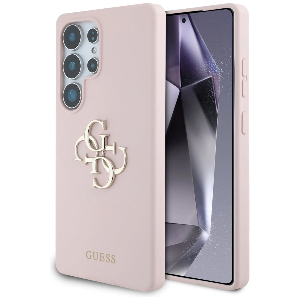 Etui Guess Silicone Big 4G Logo Bottom Script Samsung Galaxy S25 Ultra różowy