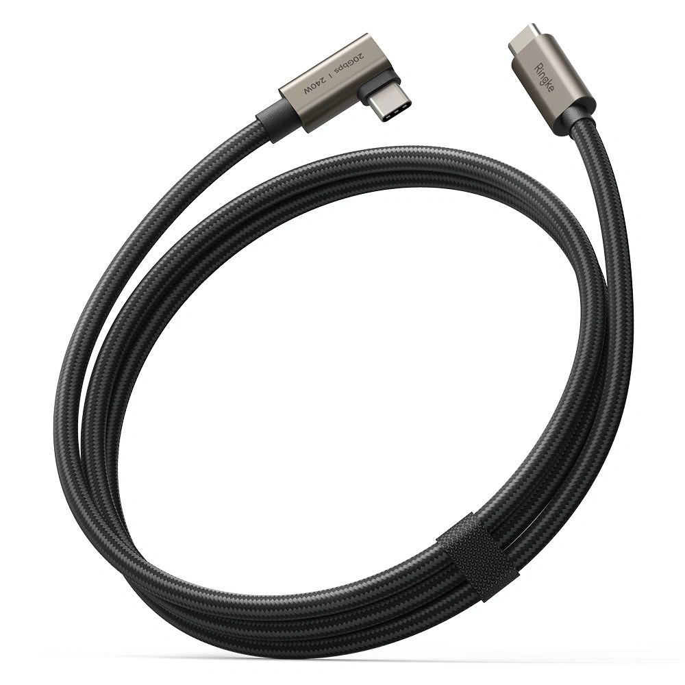 Kabel kątowy USB-C / USB-C Ringke USB 3.2 Gen 2x2 USB-C 90 Degree Cable PD 240W 100cm Black