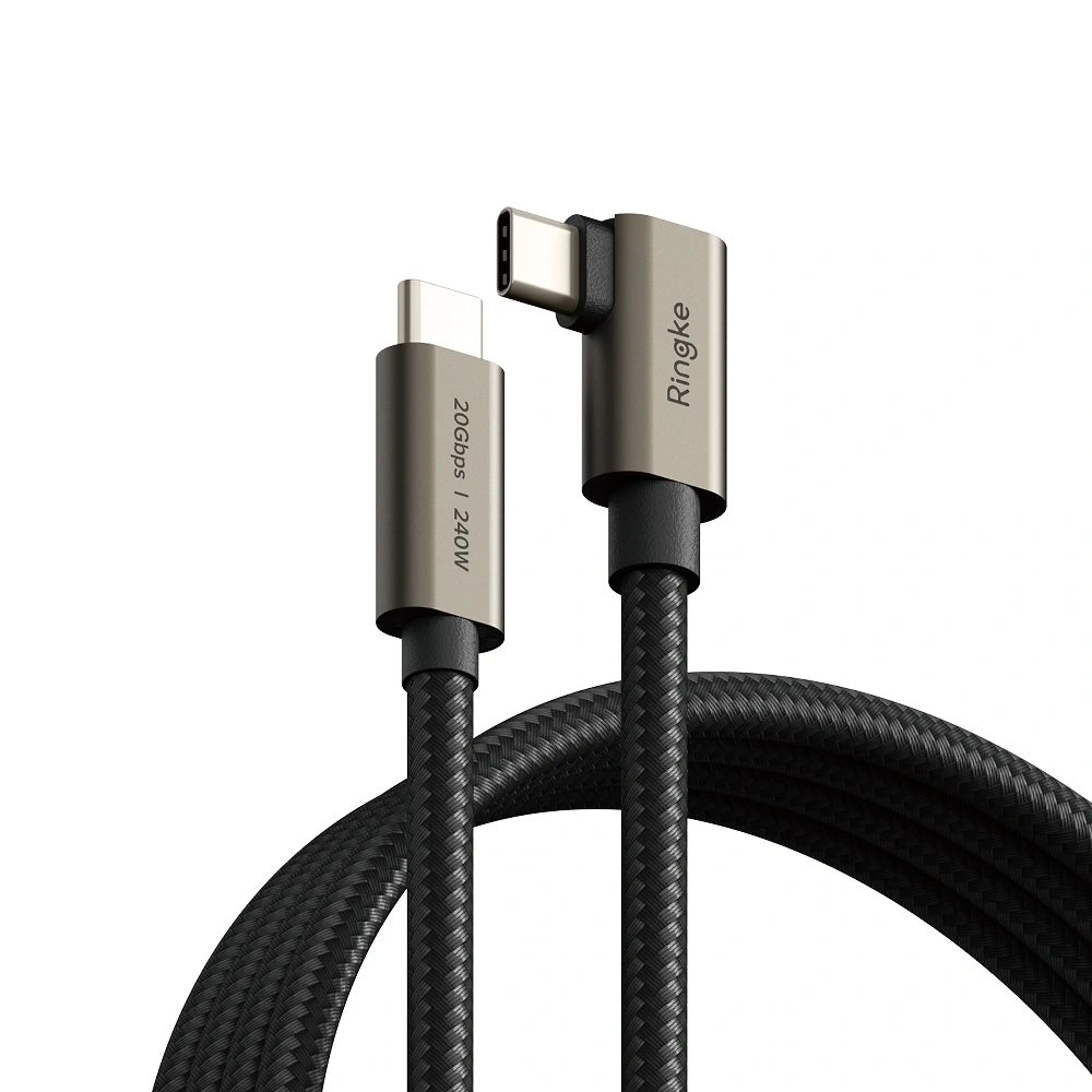 Kabel kątowy USB-C / USB-C Ringke USB 3.2 Gen 2x2 USB-C 90 Degree Cable PD 240W 200cm Black