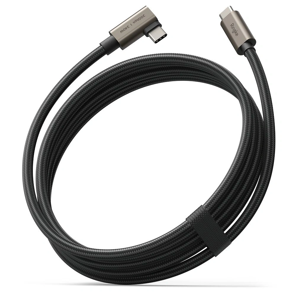 Kabel kątowy USB-C / USB-C Ringke USB 3.2 Gen 2x2 USB-C 90 Degree Cable PD 240W 200cm Black