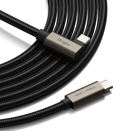 Kup Kabel kątowy USB-C / USB-C Ringke USB 3.2 Gen 2x2 USB-C 90 Degree Cable PD 240W 200cm Black - RGK11762 - {ean13} - Sklep Home Screen