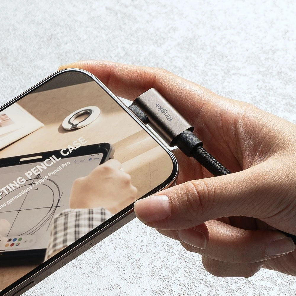 Kabel kątowy USB-C / USB-C Ringke USB 3.2 Gen 2x2 USB-C 90 Degree Cable PD 240W 200cm Black