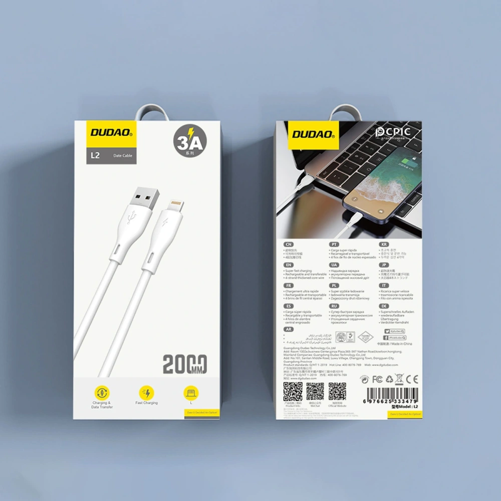 Kabel Dudao L2L USB-A / Lightning 3A 2m biały