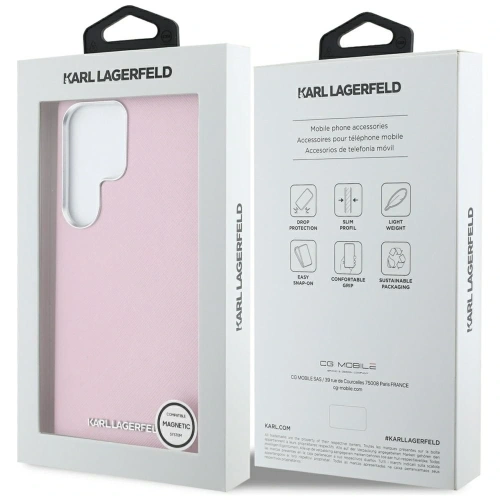 Kup Karl Lagerfeld Saffiano Full Wrapped Elongated Metal Logo MagSafe Samsung Galaxy S25 Ultra rózsaszín - KLD21935 - {ean13} - Sklep Home Screen