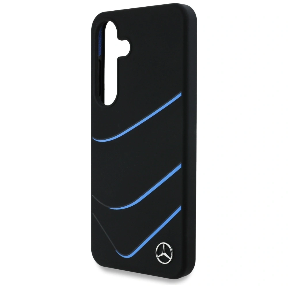 Etui Mercedes Silicone Contrasted Curves MagSafe do Samsung Galaxy S25 czarny