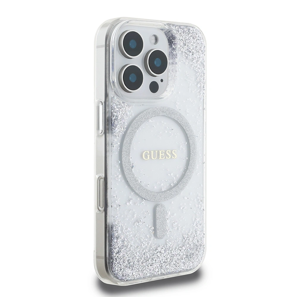 Etui Guess GUHMP16XRGRGES Apple iPhone 16 Pro Max hardcase Resin Gradient Glitter MagSafe srebrny/silver