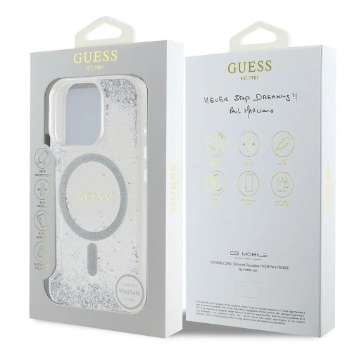 Kup Guess GUHMP16XRGRGES Apple iPhone 16 Pro Max carcasă din rășină gradient cu sclipici MagSafe argintie - GUE4359 - {ean13} - Sklep Home Screen
