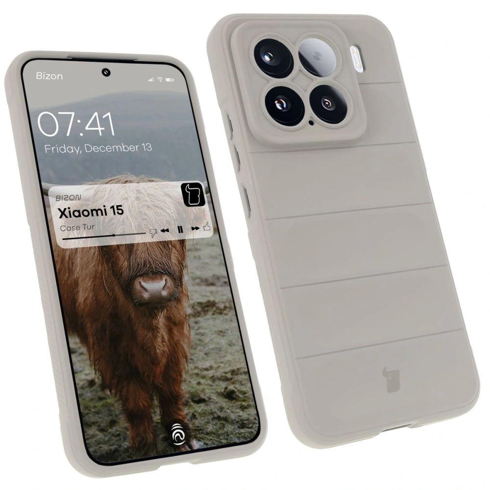 Pancerne etui Bizon Case Tur do Xiaomi 15 jasnoszare