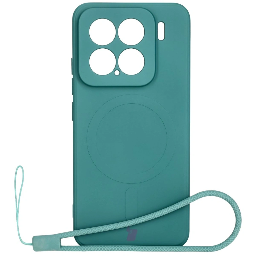 Silikonowe etui z pierścieniem magnetycznym Bizon Case Silicone Magnetic Sq do Xiaomi 15 ciemnozielone