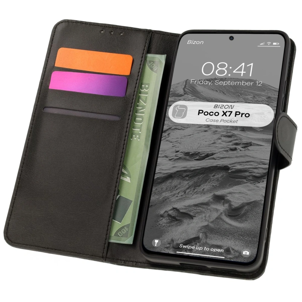 Etui z klapką Bizon Case Pocket do Xiaomi Poco X7 Pro czarne