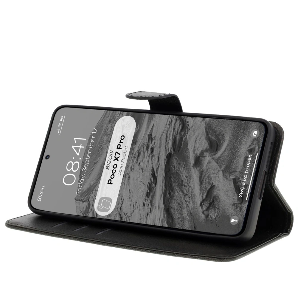 Etui z klapką Bizon Case Pocket do Xiaomi Poco X7 Pro czarne
