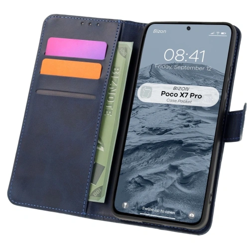 Kup Etui z klapką Bizon Case Pocket do Xiaomi Poco X7 Pro granatowe - BIZ8574 - {ean13} - Sklep Home Screen