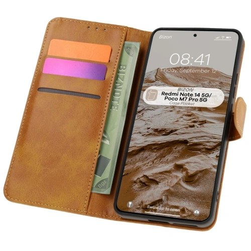 Kup Bizon tok zseb Xiaomi Redmi Note 14 5G / Poco M7 Pro 5G barna - BIZ8575 - {ean13} - Sklep Home Screen