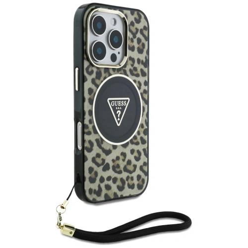Kup Etui Guess HC IML Leopard Triangle Cord Strap do Apple iPhone 16 Pro MagSafe brązowy - GUE4360 - {ean13} - Sklep Home Screen